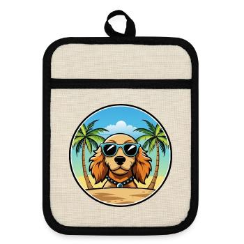Norfolk Spaniel Dog Breed Cartoon Sunglasses Beach - Pot holders with rubber back - linen/black  - Front
