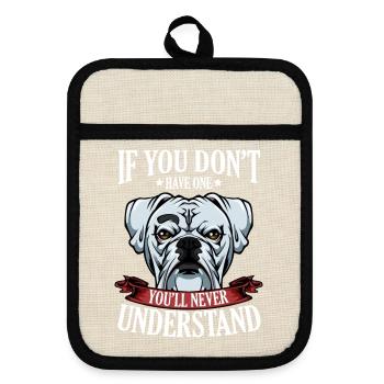 Cool Boxer Statement Spruch Hundehalter Geschenk - Topflappen mit Gummirückseite - Leinen/Schwarz  - Vorne