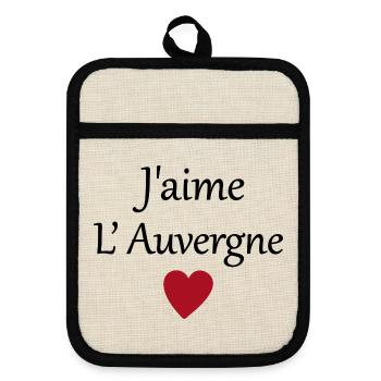 J'aime l'auvergne - Maniques avec dos en caoutchouc - lin/noir  - Devant