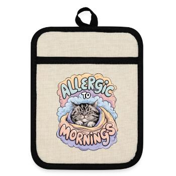 Allergic To Mornings - Pot holders with rubber back - linen/black  - Front