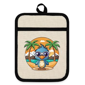Emu Funny Cartoon Summer Beach Sunglasses - Pot holders with rubber back - linen/black  - Front