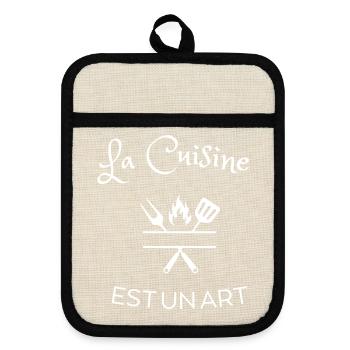 Tablier de cuisine la cuisine est un art - Maniques avec dos en caoutchouc - lin/noir  - Devant