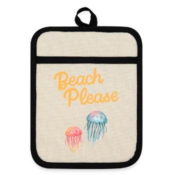 beach please Quallen - Topflappen mit Gummirückseite - Leinen/Schwarz  - Vorne