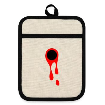 Schüsse und Blut Blutfleck Symbol Schusswunde - Topflappen mit Gummirückseite - Leinen/Schwarz  - Vorne