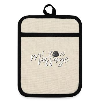massage - Pot holders with rubber back - linen/black  - Front