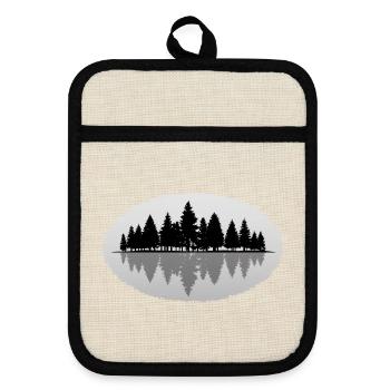 Wald Forest - Topflappen mit Gummirückseite - Leinen/Schwarz  - Vorne