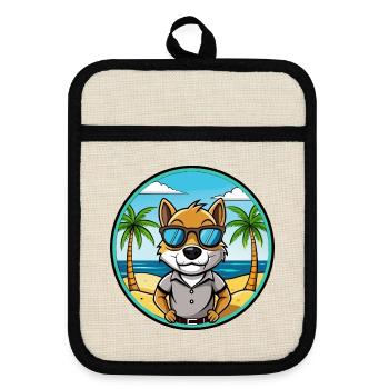 Majorque Ratter Chien Race Dessin Animé Lunettes De Soleil Plage - Maniques avec dos en caoutchouc - lin/noir  - Devant