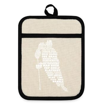 Hockey Terminology Word Art - Pot holders with rubber back - linen/black  - Front