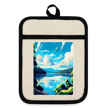 Donau Europa Vintage Reiseplakat Souvenir - Topflappen mit Gummirückseite - Leinen/Schwarz  - Vorne