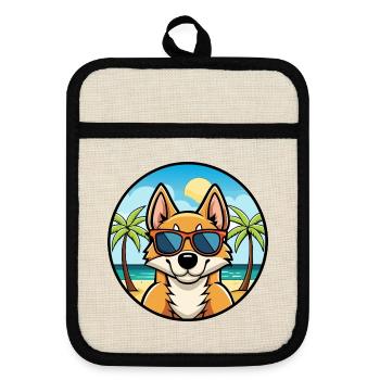 Chilenische Foxterrier Hunderasse Cartoon Sonnenbrille - Topflappen mit Gummirückseite - Leinen/Schwarz  - Vorne