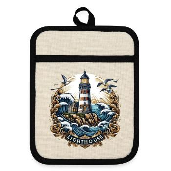 Logo du phare - Maniques avec dos en caoutchouc - lin/noir  - Devant
