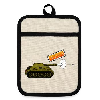 Panzer - Boom - Topflappen mit Gummirückseite - Leinen/Schwarz  - Vorne