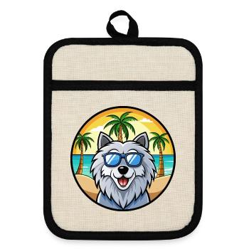 Polnische Schäferhundrasse Cartoon Sonnenbrille Strand - Topflappen mit Gummirückseite - Leinen/Schwarz  - Vorne