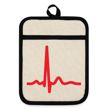 Herzschlag-EKG-Linie Medizinischer Pulswellen-Ikon-Vektor - Topflappen mit Gummirückseite - Leinen/Schwarz  - Vorne