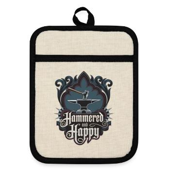 Hammered And Happy - Pot holders with rubber back - linen/black  - Front
