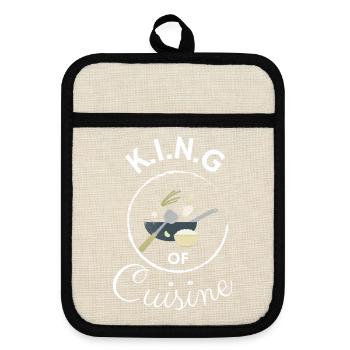 KÖNIG DER KÜCHE - Topflappen mit Gummirückseite - Leinen/Schwarz  - Vorne