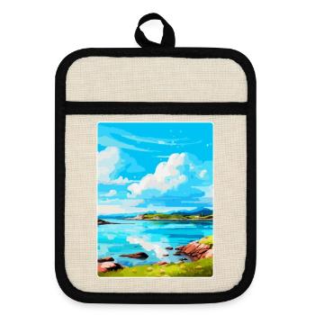 Isle Of Iona Scotland Uk Vintage Travel Poster WPA - Pot holders with rubber back - linen/black  - Front