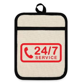 24/7 h Service - Topflappen mit Gummirückseite - Leinen/Schwarz  - Vorne