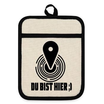 You are here, your current location - Pot holders with rubber back - linen/black  - Front