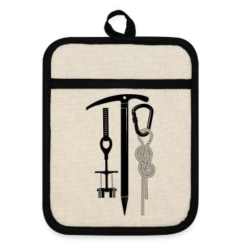climbing, bouldering, rock climbing, mountains, mountaineering - Pot holders with rubber back - linen/black  - Front