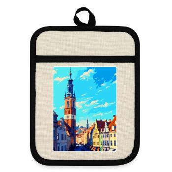Wroclaw Poland Vintage Travel Poster Souvenir WPA - Pot holders with rubber back - linen/black  - Front