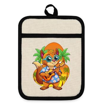Lunettes de soleil de plage d’été de dessin animé drôle d’écureuil - Maniques avec dos en caoutchouc - lin/noir  - Devant