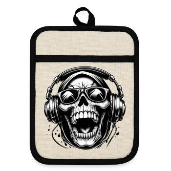DJ Laughing Skull Casque - Maniques avec dos en caoutchouc - lin/noir  - Devant