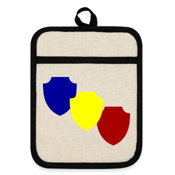 Maler Schild Wappen diagonal - Topflappen mit Gummirückseite - Leinen/Schwarz  - Vorne