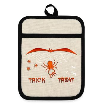 trick or treat Halloween - Topflappen mit Gummirückseite - Leinen/Schwarz  - Vorne