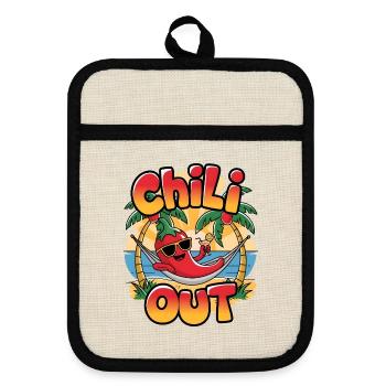 Chili Out - Pot holders with rubber back - linen/black  - Front