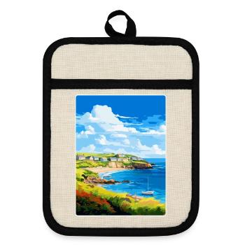 Coverack Cornwall England Uk Reiseposter WPA - Topflappen mit Gummirückseite - Leinen/Schwarz  - Vorne