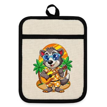 Lustige Dachs Cartoon Sommer Strand Sonnenbrille - Topflappen mit Gummirückseite - Leinen/Schwarz  - Vorne