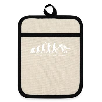 Wrestling - Pot holders with rubber back - linen/black  - Front