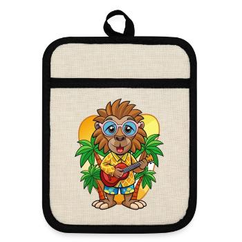 Lustige Pavian Cartoon Sommer Strand Sonnenbrille - Topflappen mit Gummirückseite - Leinen/Schwarz  - Vorne