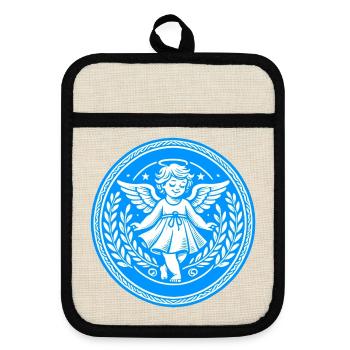 Guardian Angel Logo - Pot holders with rubber back - linen/black  - Front
