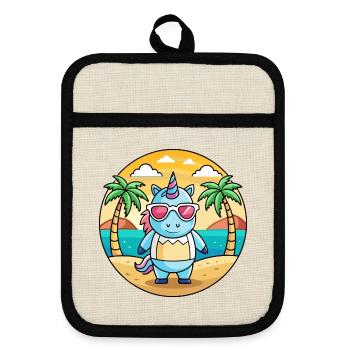Licorne Funny Cartoon Summer Beach Lunettes de soleil - Maniques avec dos en caoutchouc - lin/noir  - Devant