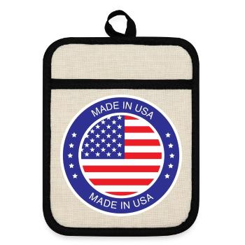 made in the USA - Pot holders with rubber back - linen/black  - Front