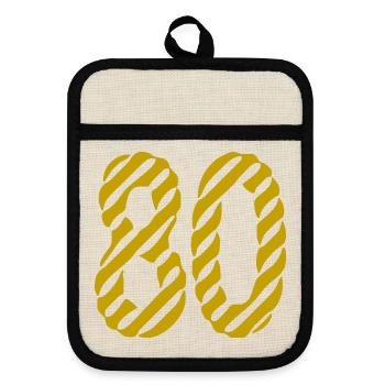 80. 80 JAHRE. 80-JÄHRIGES JUBILÄUM. 80. GEBURTSTAG. - Topflappen mit Gummirückseite - Leinen/Schwarz  - Vorne