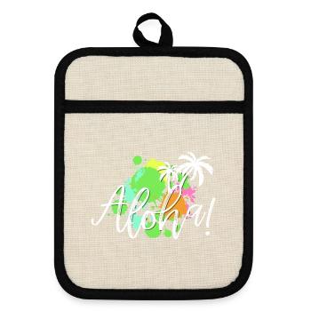 Aloha Tropical Splash - Pot holders with rubber back - linen/black  - Front