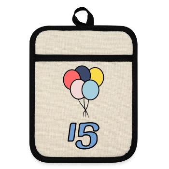 15. 15 ANS. 15e ANNIVERSAIRE. ANNIVERSAIRE 15 ANS. - Maniques avec dos en caoutchouc - lin/noir  - Devant