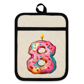 NUMMER 8 KUCHEN SWEET 8. GEBURTSTAG - Topflappen mit Gummirückseite - Leinen/Schwarz  - Vorne