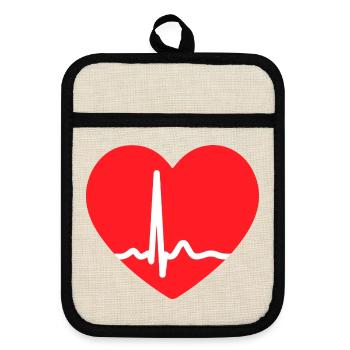 EKG-LEITUNG HERZ - Topflappen mit Gummirückseite - Leinen/Schwarz  - Vorne