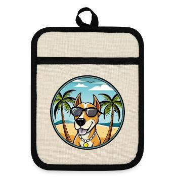 Transsilvanischer Windhund Rasse Cartoon Sonnenbrille - Topflappen mit Gummirückseite - Leinen/Schwarz  - Vorne