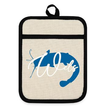Wels Waller angeln Sportfischen Flussmonster - Topflappen mit Gummirückseite - Leinen/Schwarz  - Vorne