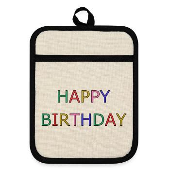 ALLES GUTE ZUM GEBURTSTAG - Topflappen mit Gummirückseite - Leinen/Schwarz  - Vorne