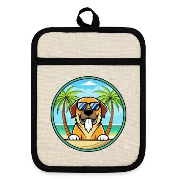 Spanische Dogge Hund Rasse Cartoon Sonnenbrille Strand - Topflappen mit Gummirückseite - Leinen/Schwarz  - Vorne