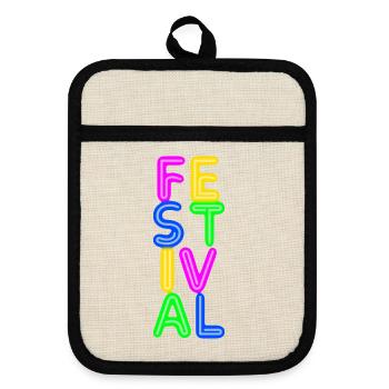 Festival - Topflappen mit Gummirückseite - Leinen/Schwarz  - Vorne