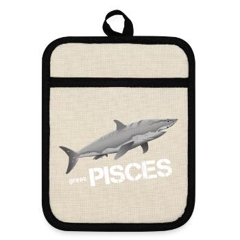 Fische Sternzeichen Fische Pisces - Topflappen mit Gummirückseite - Leinen/Schwarz  - Vorne