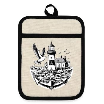 Coastal landscape Moin Moin - Pot holders with rubber back - linen/black  - Front