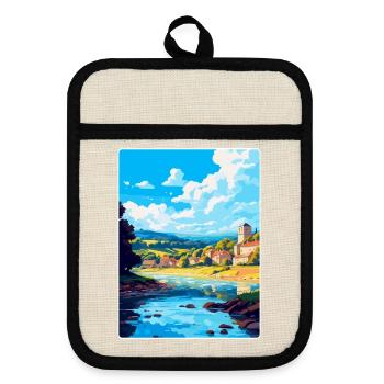 Dordogne France Affiche de voyage vintage Souvenir WPA - Maniques avec dos en caoutchouc - lin/noir  - Devant
